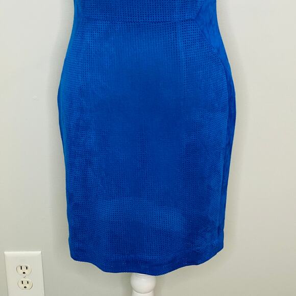 Anthropologie Greylin Blue Micro Suede Dress Women Size Small Perforated Texture - Picture 7 of 9